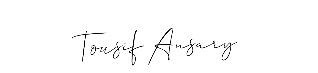 The best way (Allison_Script) to make a short signature is to pick only two or three words in your name. The name Tousif Ansary include a total of six letters. For converting this name. Tousif Ansary signature style 2 images and pictures png