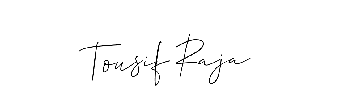It looks lik you need a new signature style for name Tousif Raja. Design unique handwritten (Allison_Script) signature with our free signature maker in just a few clicks. Tousif Raja signature style 2 images and pictures png