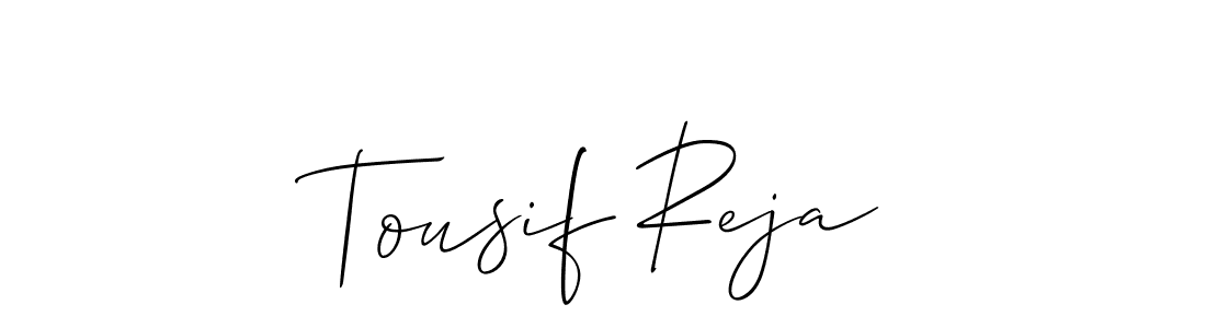 Use a signature maker to create a handwritten signature online. With this signature software, you can design (Allison_Script) your own signature for name Tousif Reja. Tousif Reja signature style 2 images and pictures png
