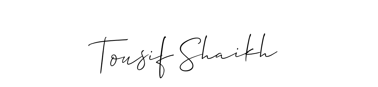 Allison_Script is a professional signature style that is perfect for those who want to add a touch of class to their signature. It is also a great choice for those who want to make their signature more unique. Get Tousif Shaikh name to fancy signature for free. Tousif Shaikh signature style 2 images and pictures png