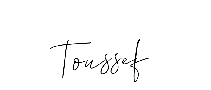 How to make Toussef signature? Allison_Script is a professional autograph style. Create handwritten signature for Toussef name. Toussef signature style 2 images and pictures png