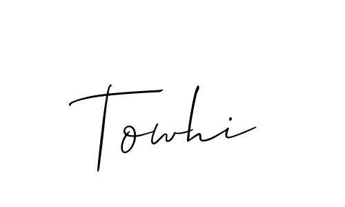 Create a beautiful signature design for name Towhi. With this signature (Allison_Script) fonts, you can make a handwritten signature for free. Towhi signature style 2 images and pictures png
