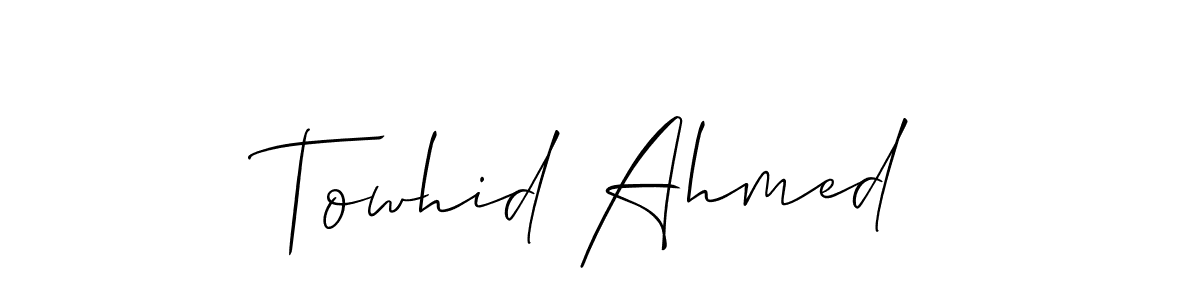 Allison_Script is a professional signature style that is perfect for those who want to add a touch of class to their signature. It is also a great choice for those who want to make their signature more unique. Get Towhid Ahmed name to fancy signature for free. Towhid Ahmed signature style 2 images and pictures png