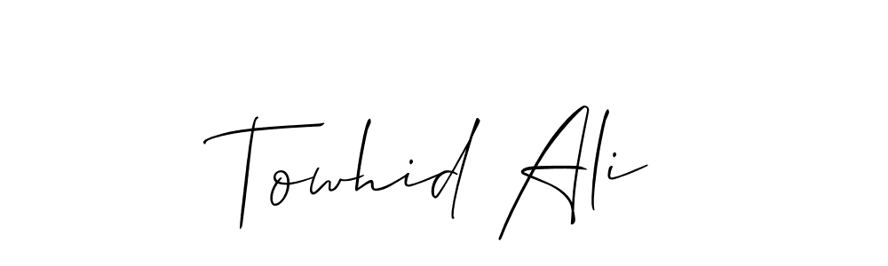 if you are searching for the best signature style for your name Towhid Ali. so please give up your signature search. here we have designed multiple signature styles  using Allison_Script. Towhid Ali signature style 2 images and pictures png