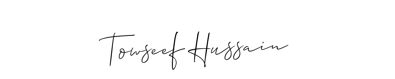 How to make Towseef Hussain name signature. Use Allison_Script style for creating short signs online. This is the latest handwritten sign. Towseef Hussain signature style 2 images and pictures png