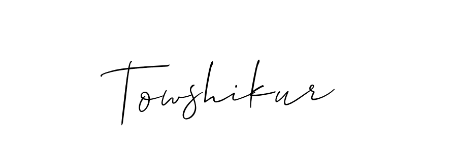 The best way (Allison_Script) to make a short signature is to pick only two or three words in your name. The name Towshikur include a total of six letters. For converting this name. Towshikur signature style 2 images and pictures png