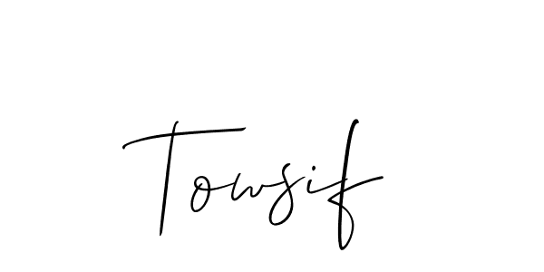 Similarly Allison_Script is the best handwritten signature design. Signature creator online .You can use it as an online autograph creator for name Towsif. Towsif signature style 2 images and pictures png