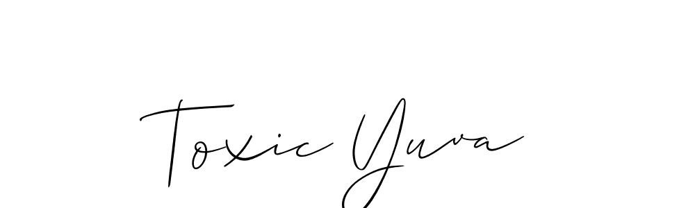 The best way (Allison_Script) to make a short signature is to pick only two or three words in your name. The name Toxic Yuva include a total of six letters. For converting this name. Toxic Yuva signature style 2 images and pictures png