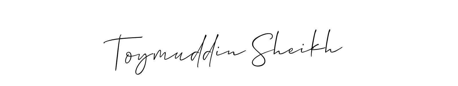 Use a signature maker to create a handwritten signature online. With this signature software, you can design (Allison_Script) your own signature for name Toymuddin Sheikh. Toymuddin Sheikh signature style 2 images and pictures png