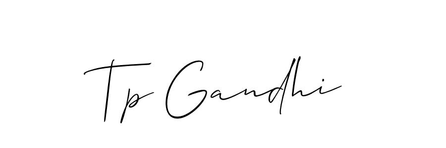 It looks lik you need a new signature style for name Tp Gandhi. Design unique handwritten (Allison_Script) signature with our free signature maker in just a few clicks. Tp Gandhi signature style 2 images and pictures png