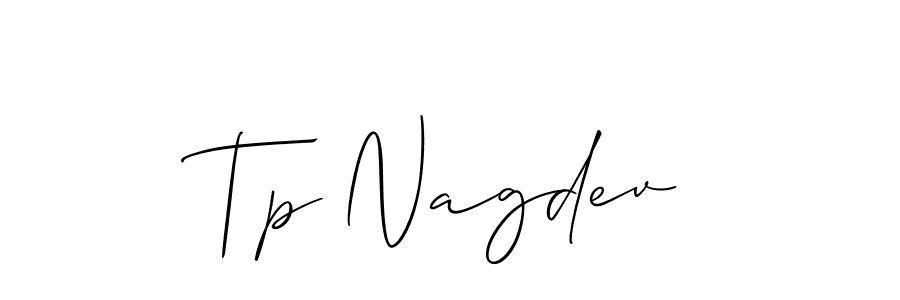 How to make Tp Nagdev name signature. Use Allison_Script style for creating short signs online. This is the latest handwritten sign. Tp Nagdev signature style 2 images and pictures png