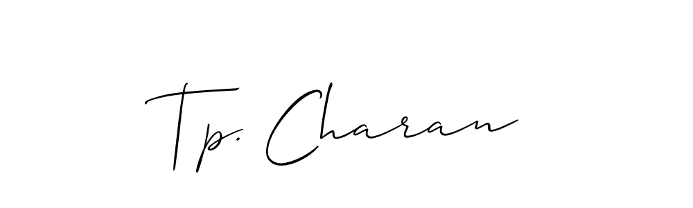 Make a beautiful signature design for name Tp. Charan. With this signature (Allison_Script) style, you can create a handwritten signature for free. Tp. Charan signature style 2 images and pictures png