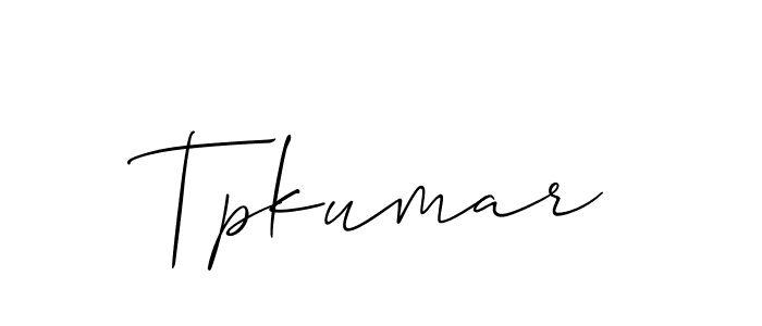 Allison_Script is a professional signature style that is perfect for those who want to add a touch of class to their signature. It is also a great choice for those who want to make their signature more unique. Get Tpkumar name to fancy signature for free. Tpkumar signature style 2 images and pictures png
