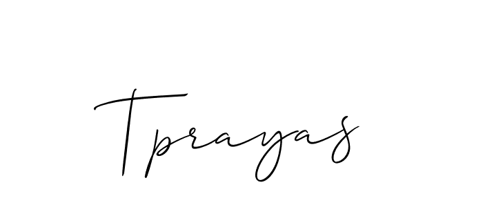 The best way (Allison_Script) to make a short signature is to pick only two or three words in your name. The name Tprayas include a total of six letters. For converting this name. Tprayas signature style 2 images and pictures png