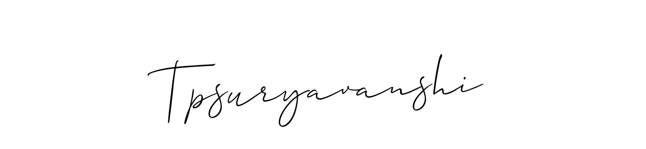 Use a signature maker to create a handwritten signature online. With this signature software, you can design (Allison_Script) your own signature for name Tpsuryavanshi. Tpsuryavanshi signature style 2 images and pictures png