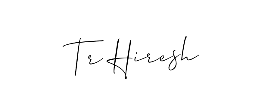 Allison_Script is a professional signature style that is perfect for those who want to add a touch of class to their signature. It is also a great choice for those who want to make their signature more unique. Get Tr Hiresh name to fancy signature for free. Tr Hiresh signature style 2 images and pictures png