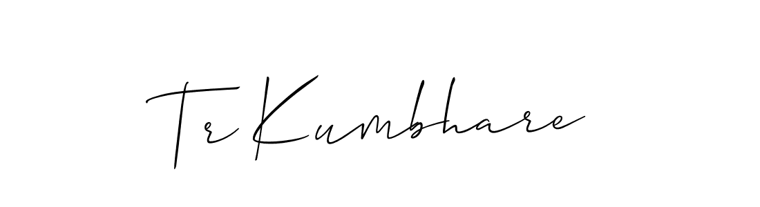 if you are searching for the best signature style for your name Tr Kumbhare. so please give up your signature search. here we have designed multiple signature styles  using Allison_Script. Tr Kumbhare signature style 2 images and pictures png