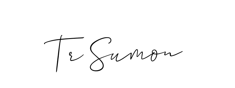 It looks lik you need a new signature style for name Tr Sumon. Design unique handwritten (Allison_Script) signature with our free signature maker in just a few clicks. Tr Sumon signature style 2 images and pictures png
