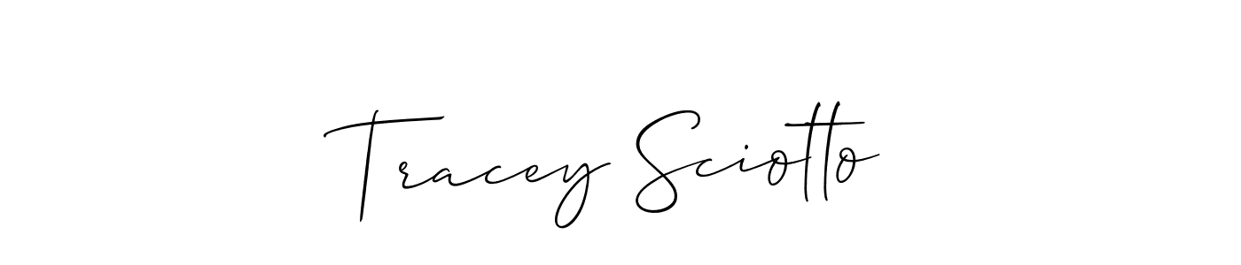 Tracey Sciotto stylish signature style. Best Handwritten Sign (Allison_Script) for my name. Handwritten Signature Collection Ideas for my name Tracey Sciotto. Tracey Sciotto signature style 2 images and pictures png