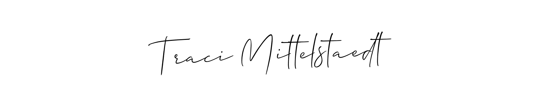 Also You can easily find your signature by using the search form. We will create Traci Mittelstaedt name handwritten signature images for you free of cost using Allison_Script sign style. Traci Mittelstaedt signature style 2 images and pictures png
