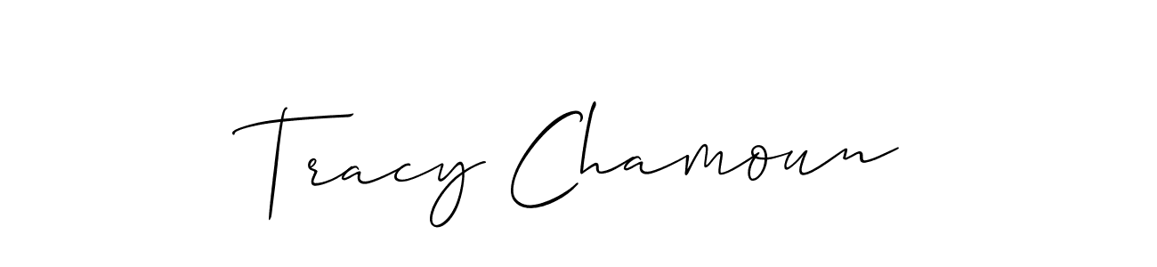 You should practise on your own different ways (Allison_Script) to write your name (Tracy Chamoun) in signature. don't let someone else do it for you. Tracy Chamoun signature style 2 images and pictures png