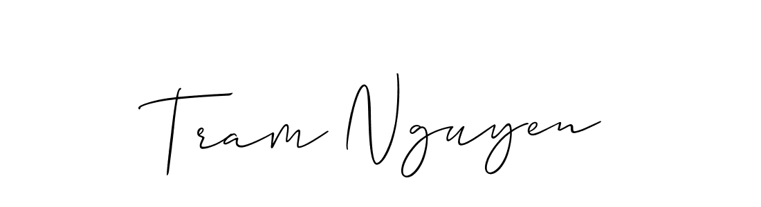 Allison_Script is a professional signature style that is perfect for those who want to add a touch of class to their signature. It is also a great choice for those who want to make their signature more unique. Get Tram Nguyen name to fancy signature for free. Tram Nguyen signature style 2 images and pictures png