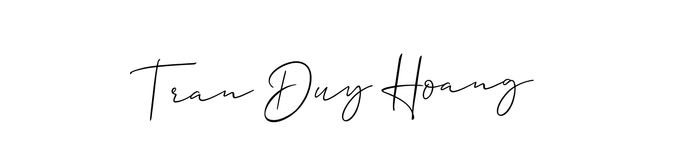 Use a signature maker to create a handwritten signature online. With this signature software, you can design (Allison_Script) your own signature for name Tran Duy Hoang. Tran Duy Hoang signature style 2 images and pictures png