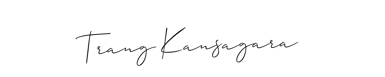 It looks lik you need a new signature style for name Trang Kansagara. Design unique handwritten (Allison_Script) signature with our free signature maker in just a few clicks. Trang Kansagara signature style 2 images and pictures png