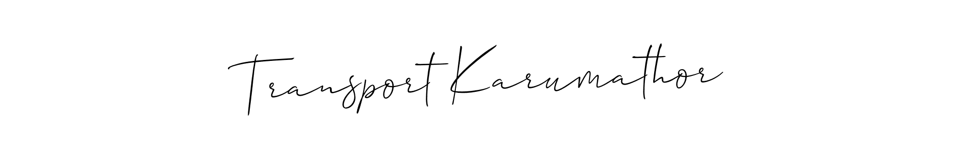 Similarly Allison_Script is the best handwritten signature design. Signature creator online .You can use it as an online autograph creator for name Transport Karumathor. Transport Karumathor signature style 2 images and pictures png