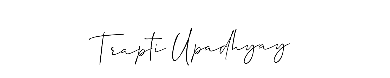 The best way (Allison_Script) to make a short signature is to pick only two or three words in your name. The name Trapti Upadhyay include a total of six letters. For converting this name. Trapti Upadhyay signature style 2 images and pictures png