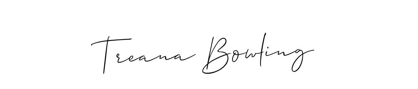 Design your own signature with our free online signature maker. With this signature software, you can create a handwritten (Allison_Script) signature for name Treana Bowling. Treana Bowling signature style 2 images and pictures png