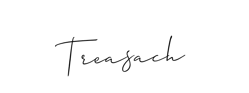 Allison_Script is a professional signature style that is perfect for those who want to add a touch of class to their signature. It is also a great choice for those who want to make their signature more unique. Get Treasach name to fancy signature for free. Treasach signature style 2 images and pictures png