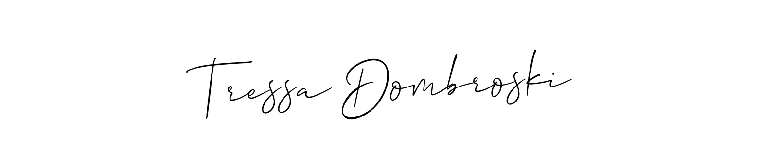 Make a short Tressa Dombroski signature style. Manage your documents anywhere anytime using Allison_Script. Create and add eSignatures, submit forms, share and send files easily. Tressa Dombroski signature style 2 images and pictures png