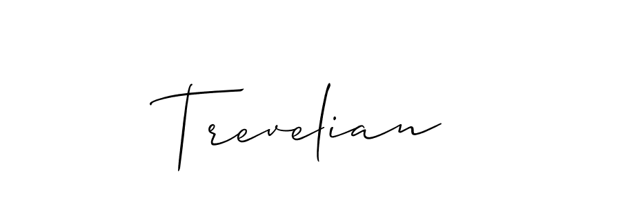 Design your own signature with our free online signature maker. With this signature software, you can create a handwritten (Allison_Script) signature for name Trevelian. Trevelian signature style 2 images and pictures png
