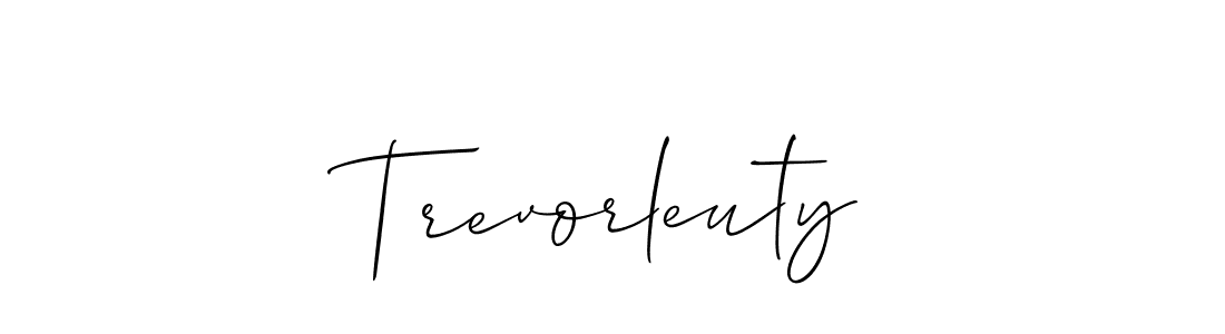 The best way (Allison_Script) to make a short signature is to pick only two or three words in your name. The name Trevorleuty include a total of six letters. For converting this name. Trevorleuty signature style 2 images and pictures png