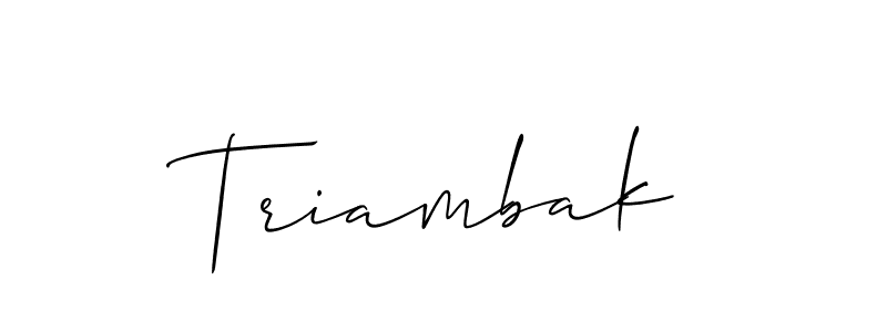 Also You can easily find your signature by using the search form. We will create Triambak name handwritten signature images for you free of cost using Allison_Script sign style. Triambak signature style 2 images and pictures png
