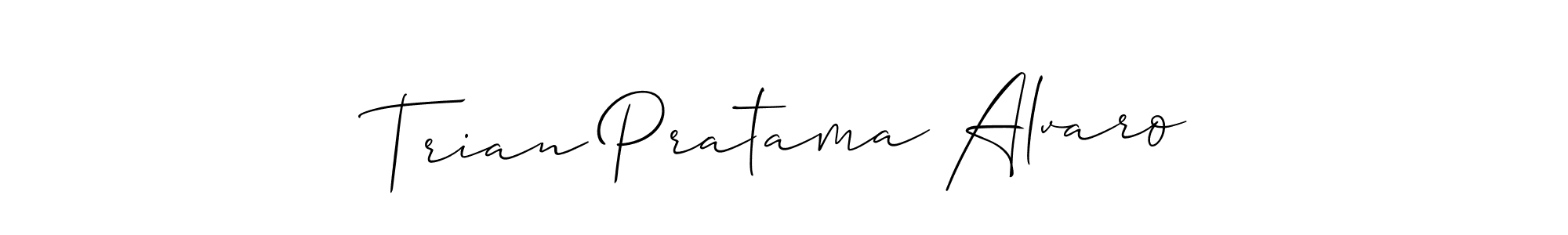Allison_Script is a professional signature style that is perfect for those who want to add a touch of class to their signature. It is also a great choice for those who want to make their signature more unique. Get Trian Pratama Alvaro name to fancy signature for free. Trian Pratama Alvaro signature style 2 images and pictures png