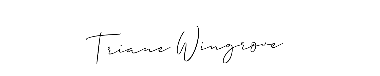 The best way (Allison_Script) to make a short signature is to pick only two or three words in your name. The name Triane Wingrove include a total of six letters. For converting this name. Triane Wingrove signature style 2 images and pictures png