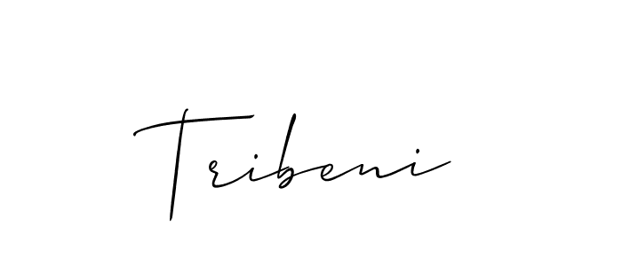 The best way (Allison_Script) to make a short signature is to pick only two or three words in your name. The name Tribeni include a total of six letters. For converting this name. Tribeni signature style 2 images and pictures png