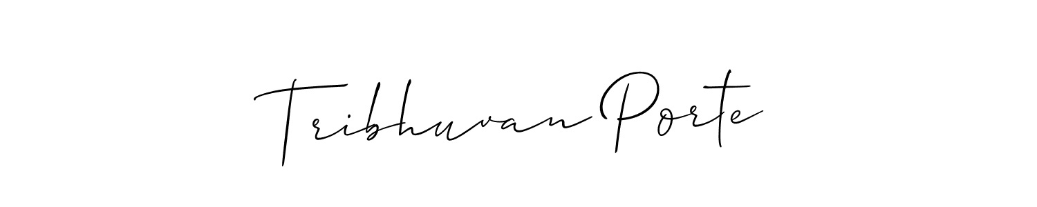 How to make Tribhuvan Porte name signature. Use Allison_Script style for creating short signs online. This is the latest handwritten sign. Tribhuvan Porte signature style 2 images and pictures png