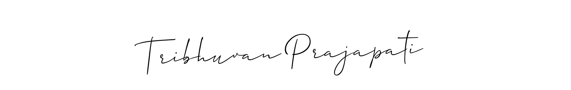 Tribhuvan Prajapati stylish signature style. Best Handwritten Sign (Allison_Script) for my name. Handwritten Signature Collection Ideas for my name Tribhuvan Prajapati. Tribhuvan Prajapati signature style 2 images and pictures png