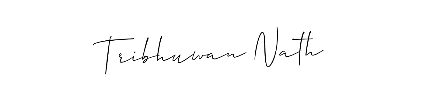The best way (Allison_Script) to make a short signature is to pick only two or three words in your name. The name Tribhuwan Nath include a total of six letters. For converting this name. Tribhuwan Nath signature style 2 images and pictures png