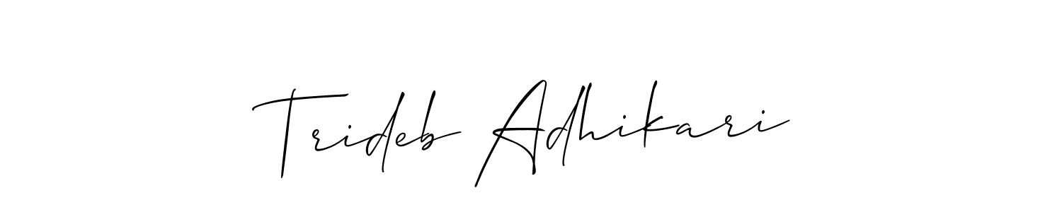 Create a beautiful signature design for name Trideb Adhikari. With this signature (Allison_Script) fonts, you can make a handwritten signature for free. Trideb Adhikari signature style 2 images and pictures png