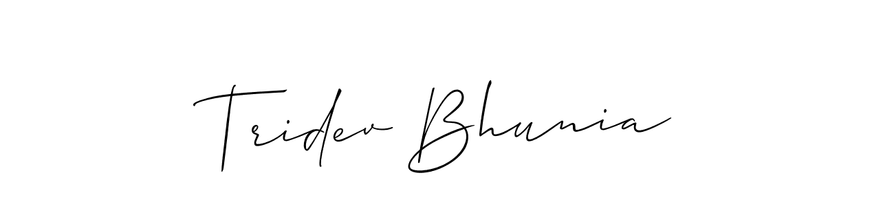 How to Draw Tridev Bhunia signature style? Allison_Script is a latest design signature styles for name Tridev Bhunia. Tridev Bhunia signature style 2 images and pictures png