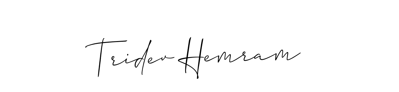 Make a beautiful signature design for name Tridev Hemram. With this signature (Allison_Script) style, you can create a handwritten signature for free. Tridev Hemram signature style 2 images and pictures png