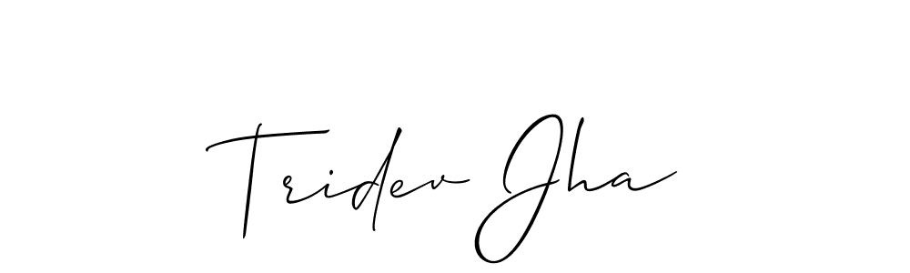 Allison_Script is a professional signature style that is perfect for those who want to add a touch of class to their signature. It is also a great choice for those who want to make their signature more unique. Get Tridev Jha name to fancy signature for free. Tridev Jha signature style 2 images and pictures png