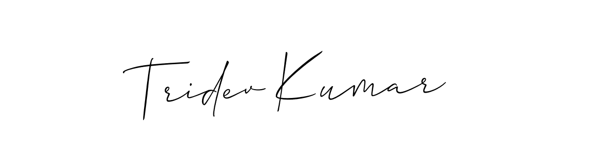 if you are searching for the best signature style for your name Tridev Kumar. so please give up your signature search. here we have designed multiple signature styles  using Allison_Script. Tridev Kumar signature style 2 images and pictures png