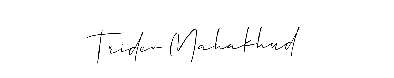 Create a beautiful signature design for name Tridev Mahakhud. With this signature (Allison_Script) fonts, you can make a handwritten signature for free. Tridev Mahakhud signature style 2 images and pictures png