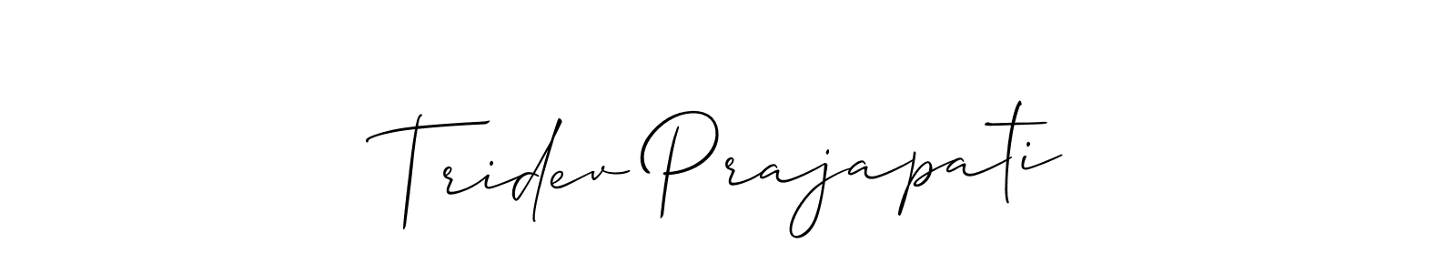 Use a signature maker to create a handwritten signature online. With this signature software, you can design (Allison_Script) your own signature for name Tridev Prajapati. Tridev Prajapati signature style 2 images and pictures png