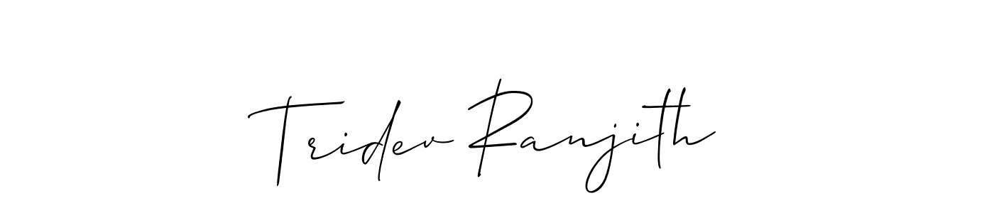 How to Draw Tridev Ranjith signature style? Allison_Script is a latest design signature styles for name Tridev Ranjith. Tridev Ranjith signature style 2 images and pictures png